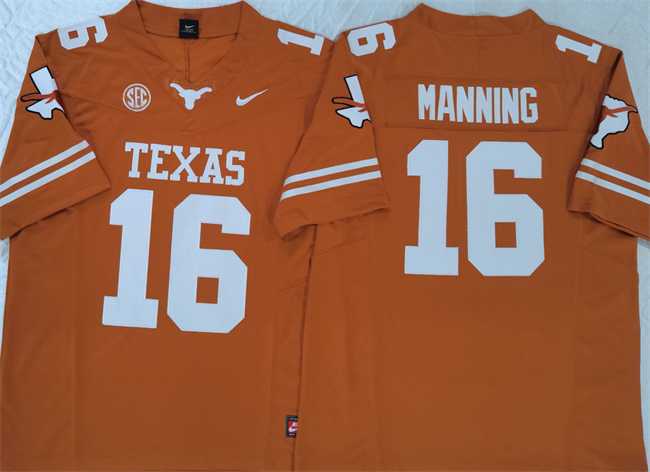 Mens Texas Longhorns #16 Peyton Manning Orange F.U.S.E Stitched Jersey